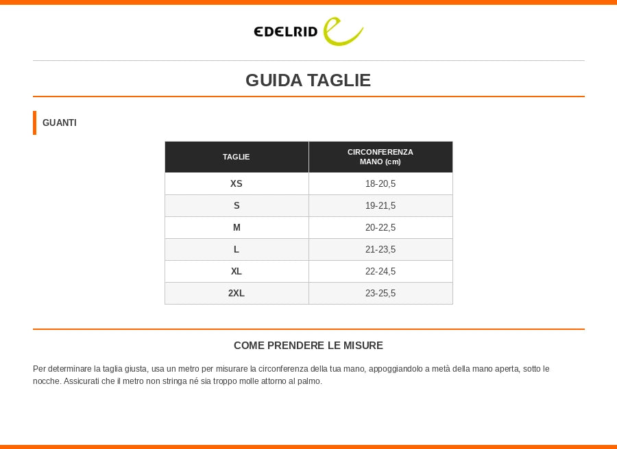 Guida alle taglie EDELRID